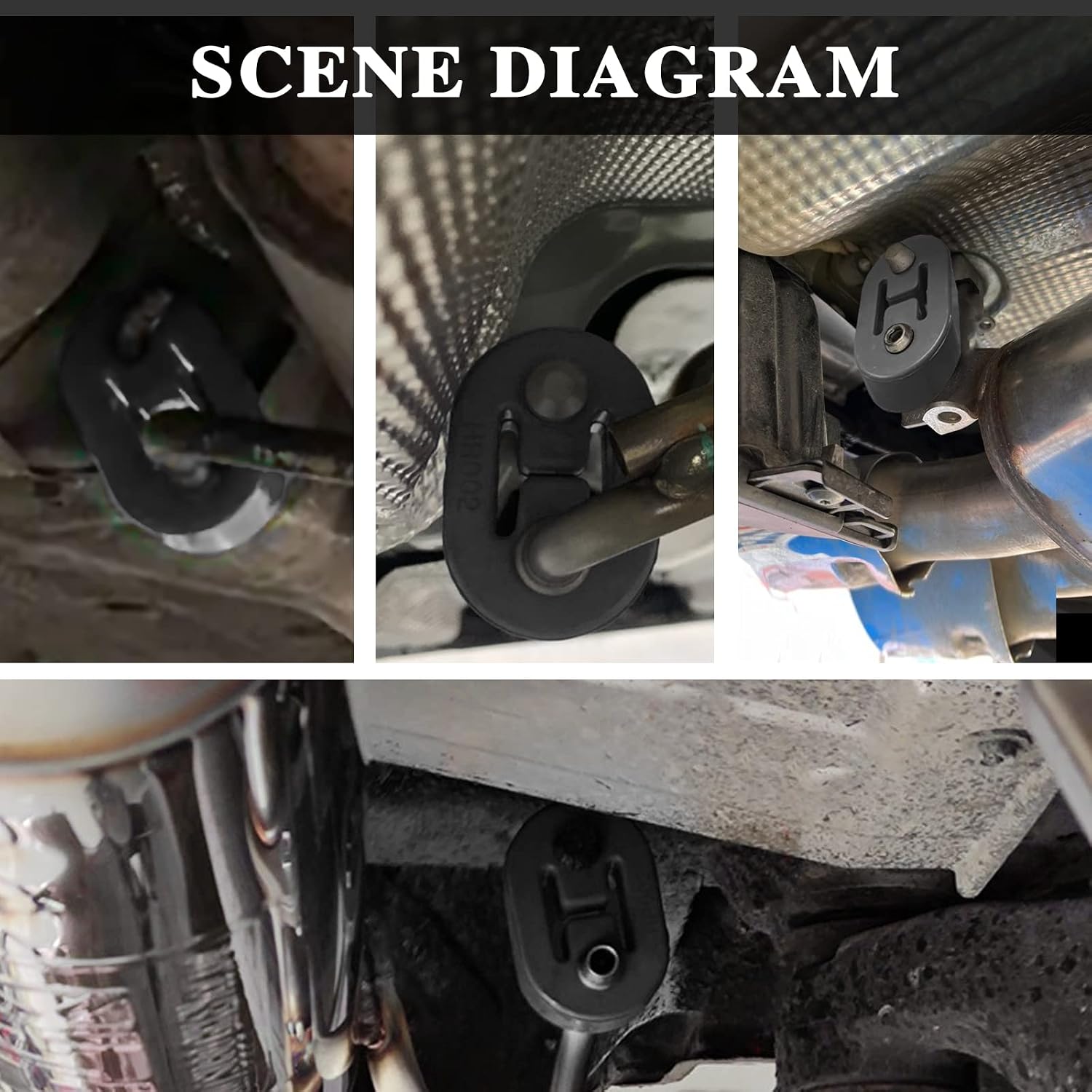 2Pcs 2 Hole Exhaust Hanger Rubber, Hole Diameter 10.9mm /0.43inch, Universal Exhaust Insulator Muffler Hanger, High Density Rubber, Muffler Bracket Mount, Rubber Insulator for Car/Truck/SUV Black
