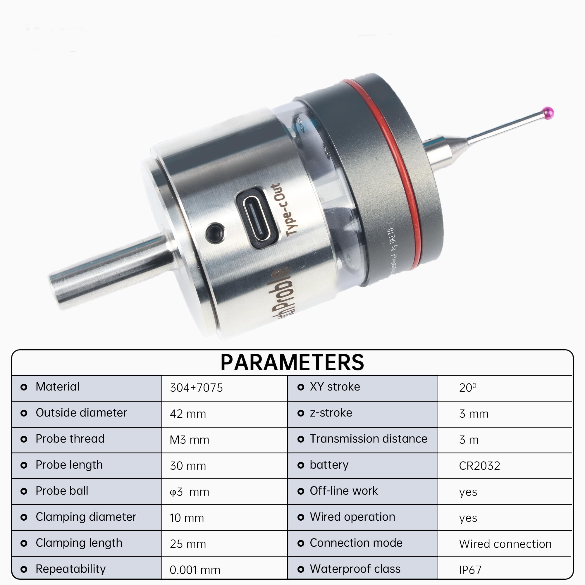 RATTMMOTOR Bouton 3D - Détecteur de bords photoélectrique CNC WP500 - Précision 0,001 mm - Compatible Mach3 et GRBL - Pour fraiseuse CNC, centrage automatique (série V6)