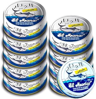 El Manar Solid Light Tuna in Water- 5.6 oz Pack of 10 - Canned Tuna Fish in Spring Water - Non-GMO - Gluten Free Tuna