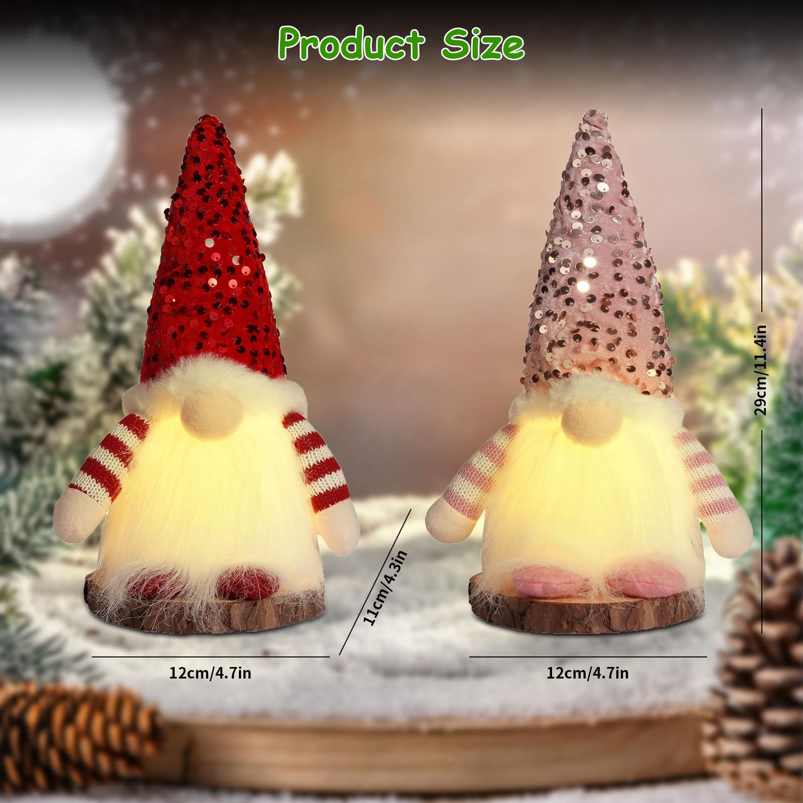 3 PCS Natale Gnomo Bambola con LED Gnomi di Natale Illuminata di Peluche Bambole Senza Volto Mensola da Tavolo di Puntelli per Foto Ornamento,Babbo Decorazioni Natalizia per La Casa Regali di Natale