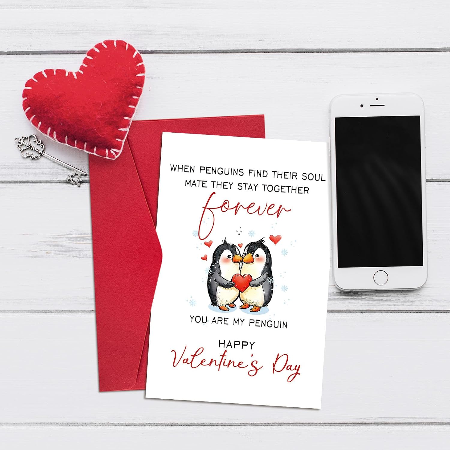 Ogeby Cute Penguin Themed Valentines Day Card, Romantic Valentine's Day Card for Soulmate Husband Wife, You Are My Penguin image 4
