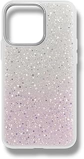 جراب حماية خلفي صلب شفاف مزين بالجليتر من البولي يوريثين المقاوم للحرارة بتصميم لامع (لون أبيض - وردي، جالاكسي S25 الترا)