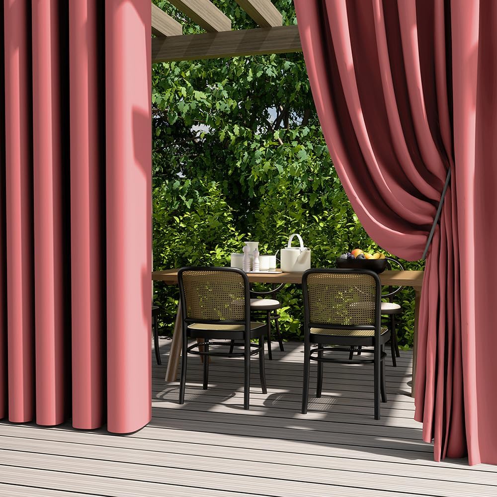 Waterproof Curtain Outdoor Insulated Curtians Drape for Garden Patio Porch 95% Blackout Grommet 2 Panels 52'X54 Color:Yellow