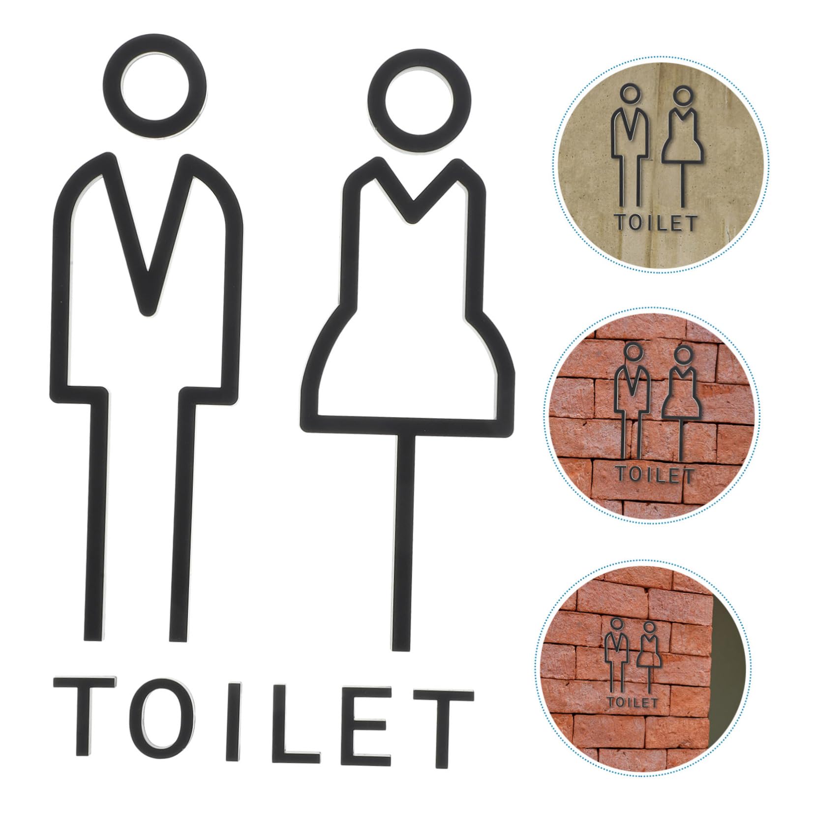 Housoutil Lot De 4 Paires De Plaques De Signalisation Pour Toilettes Installation Simple Et Rapide Pour Un Travail Artisanal Élégant