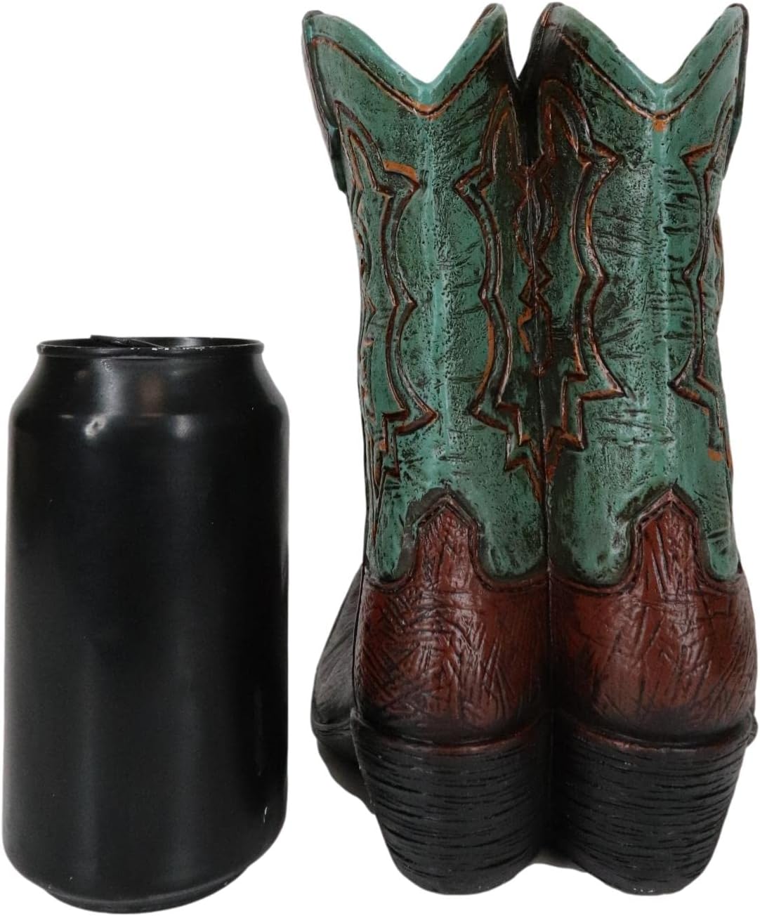 Ebros Gift Western Rustic Teal Green Faux Tooled Leather Cowboy Cowgirl Boots Recipe Book Picture Frame Cell Phone Holder Figurine Desktop Easel Stand Electronic Device Boot Organizer