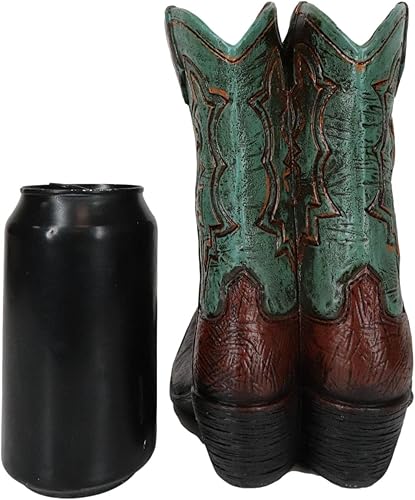 Miniatura 3 de Ebros Gift Botas vaqueras de cuero sintético de color verde azulado rústico occidental, portarretratos para libros de recetas, soporte para teléfono