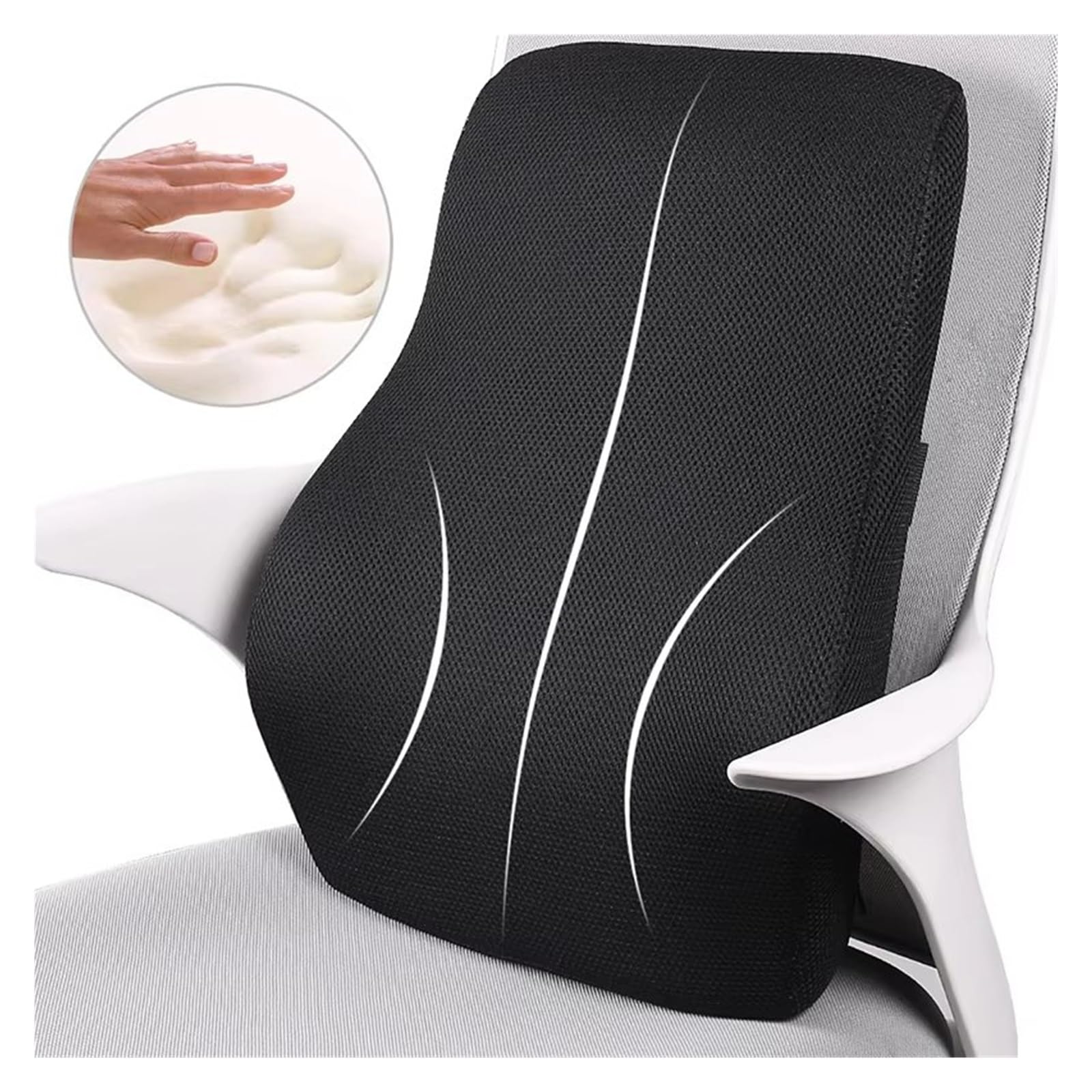 Fundas de Asiento Almohada De Soporte Lumbar Cojín De Silla De Espuma Viscoelástica Que Sostiene La Parte La Espalda Funda Asiento Coche(A)