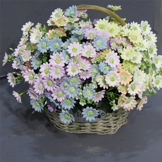 Artificial Flowers Bundle Artificial Daisy Flowers With Stems Home Garden(E)