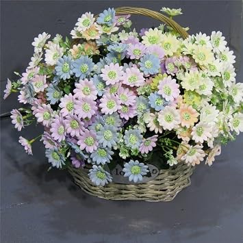 Artificial Flowers Bundle Artificial Daisy Flowers With Stems Home Garden(E)