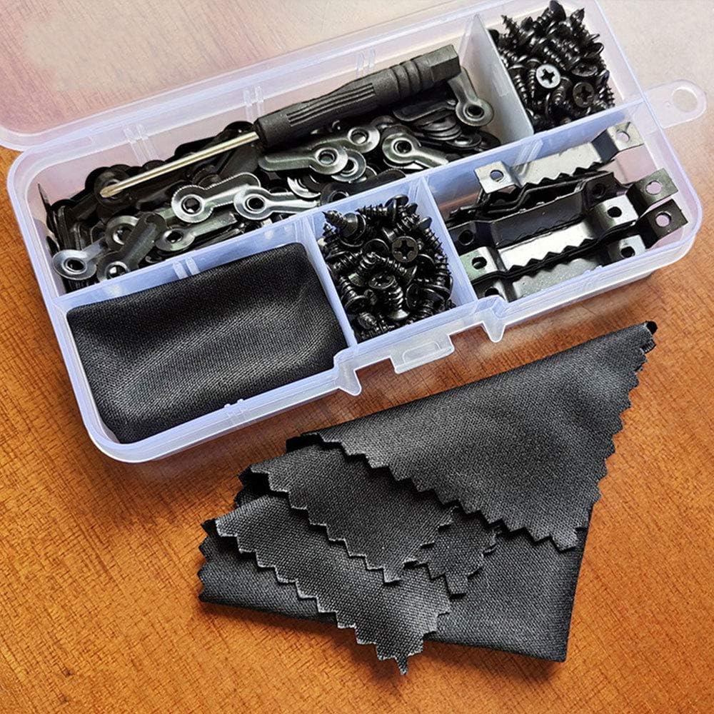 100 Pieces Frame Picture Turn Buttons and 25 Pieces Sawtooth Picture Frame Hanging Hangers Double Hole with 150 Pieces Screws for Hanging Pictures, Photos, Drawing