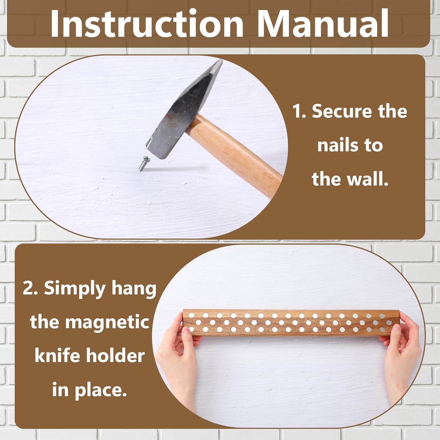 BreezeHug Magnetic Wooden Knife Bar Holder Strip, 16 Inch, Magnetic Knife Holder for Wall, Acacia Wood Knives Magnetics Strip Use As Bar, Knives Storage for Kitchen Utensil Organizer