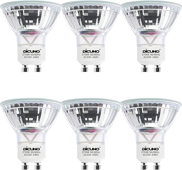 DiCUNO GU10 LED Bulb, Warm White 2700K, 50W Halogen Equivalent, 5 W 450LM, AC 220-240V, Non-dimmable, 120° Beam Angle, 6 Packs