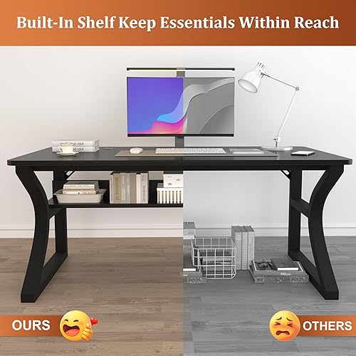 Miniatura 5 de AZN Escritorio para computadora, escritorio de computadora de 47 pulgadas, escritorios de oficina en casa con almacenamiento, escritorios de oficina