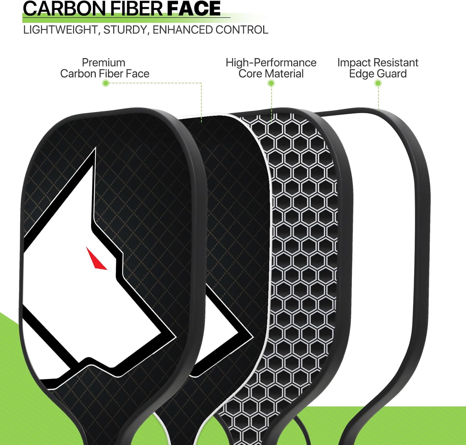 Magshion Carbon Fiber Pickleball Paddles Set of 2/4 with Case Bag, Outdoor Pickleball Rackets for Adults with 4 Balls