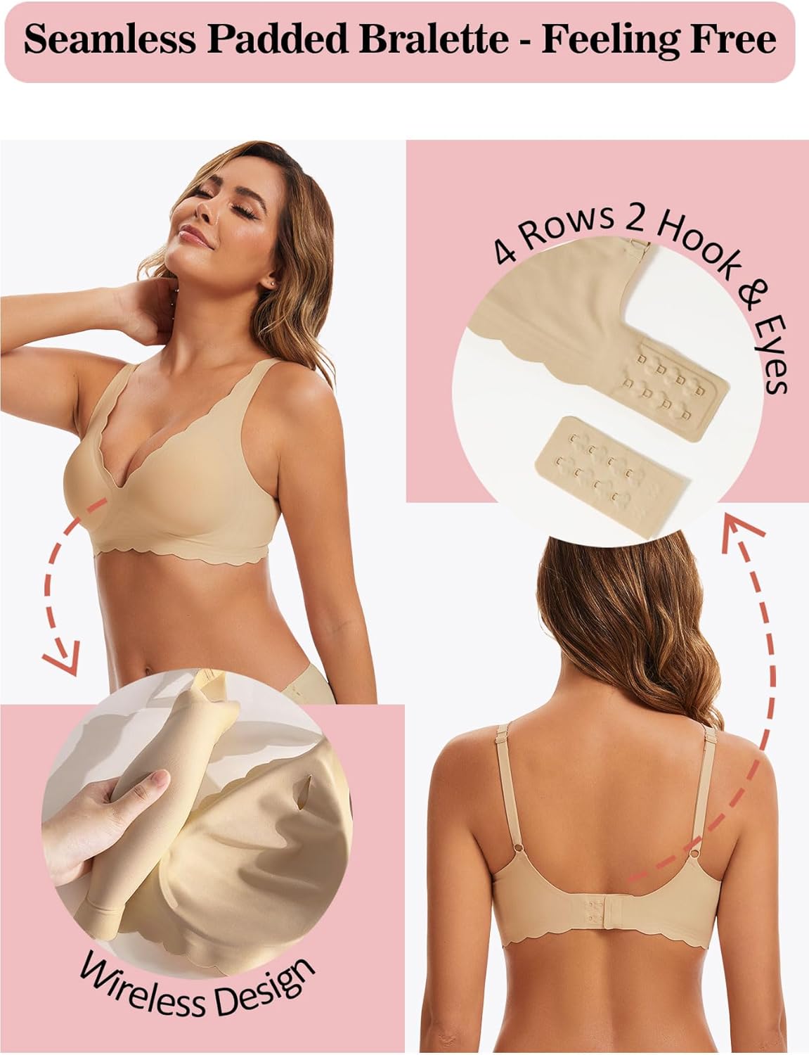 Deep V Bra Low Cut Sexy Push Up Bralettes for Women Padded Comfy Smoothing Wireless Lifting Bras Seamless Bralette - Image 4