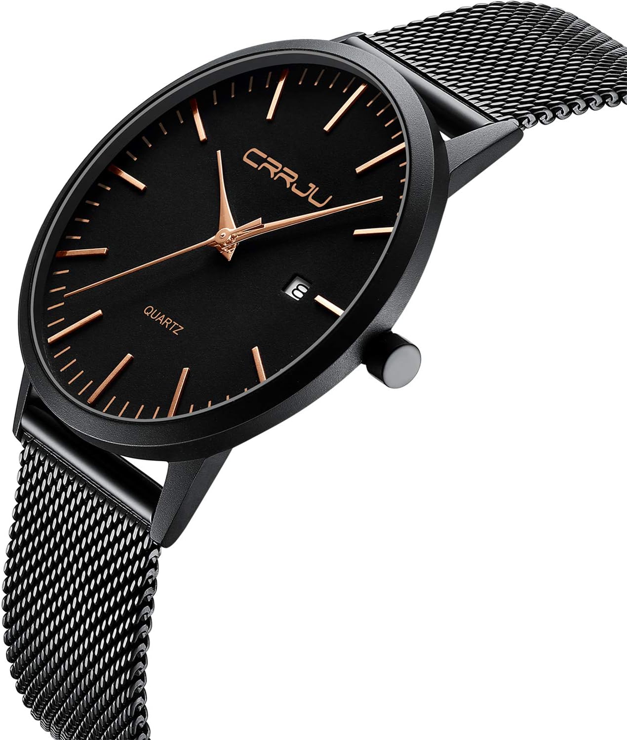 CRRJU Men's Minimalist Casual Luxury Auto Date Watches Fashion Business Japan Movement Quartz Waterproof Wristwatches for Men Stainsteel Steel Band Watch