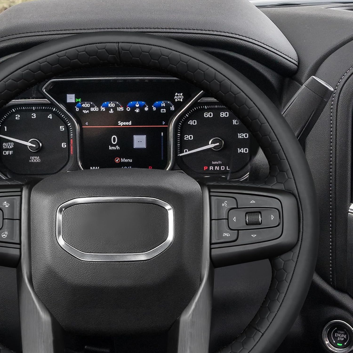 MEWANT Hand Stitch Steering Wheel Protector Wrap Cover for GMC Sierra 1500 2019-2023/Sierra 1500 Limited 2022/Sierra 2500 2020-2024/Sierra 3500 2020-2024/Yukon 2021-2023