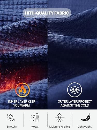 Miniatura 4 de NORTHYARD Camisas térmicas atléticas para hombre, con forro polar, capa base, manga larga, cuello redondo, entrenamiento, correr, sala de estar