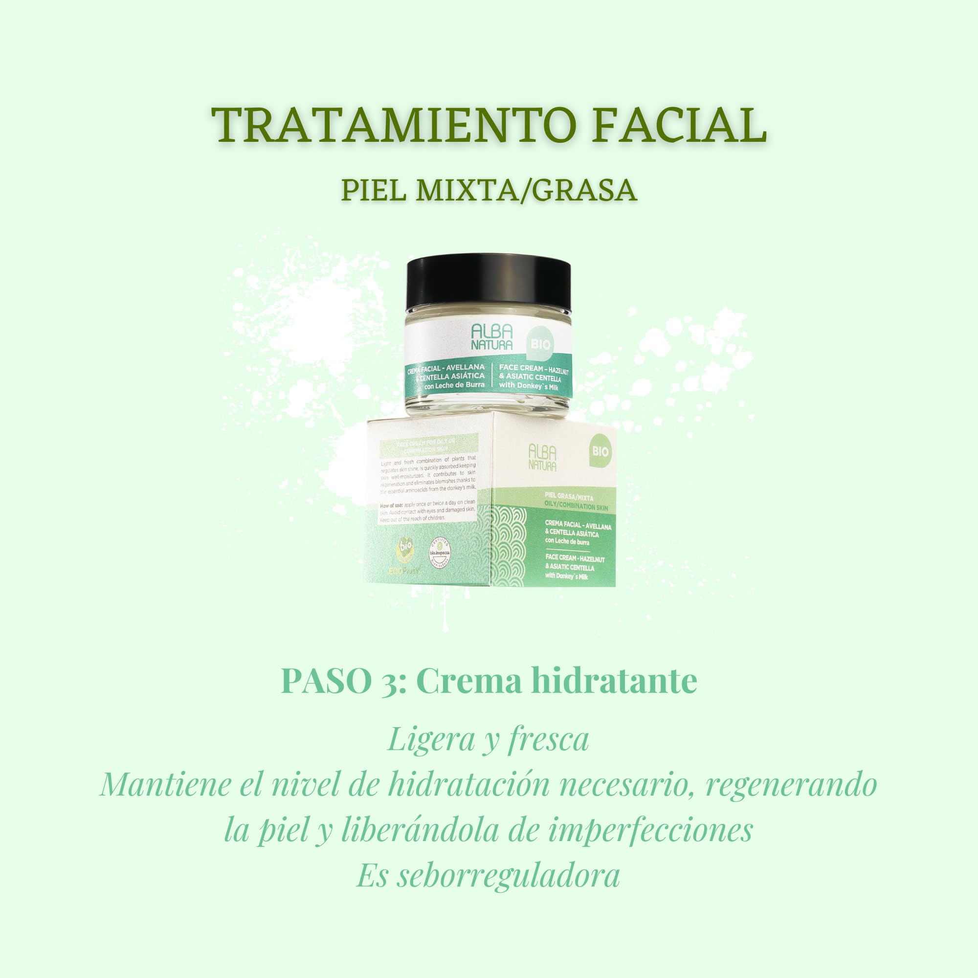 Pack de Tratamiento Facial Piel Grasa y Mixta - Contiene Jabón con Leche de Burra, Exfoliante y Crema Facial - Hidratación y Limpieza - ALBA NATURA