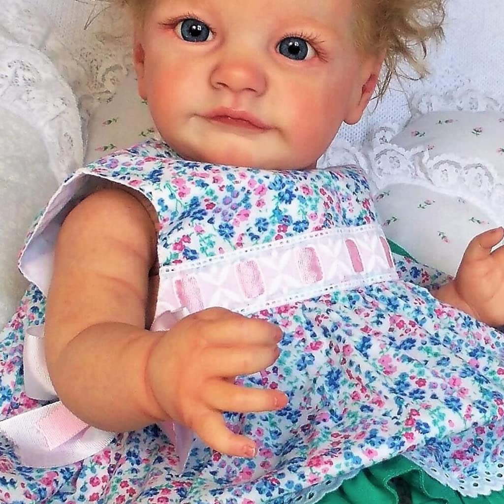 Reborns für Puppen, Babys, Mädchen, für Puppen, 60 cm, pflegend, realistisch, weicher Körper für W/geöffnete Augen, verwurzelte lebensechte Puppen, wiedergeborene Babys für Mädchen,