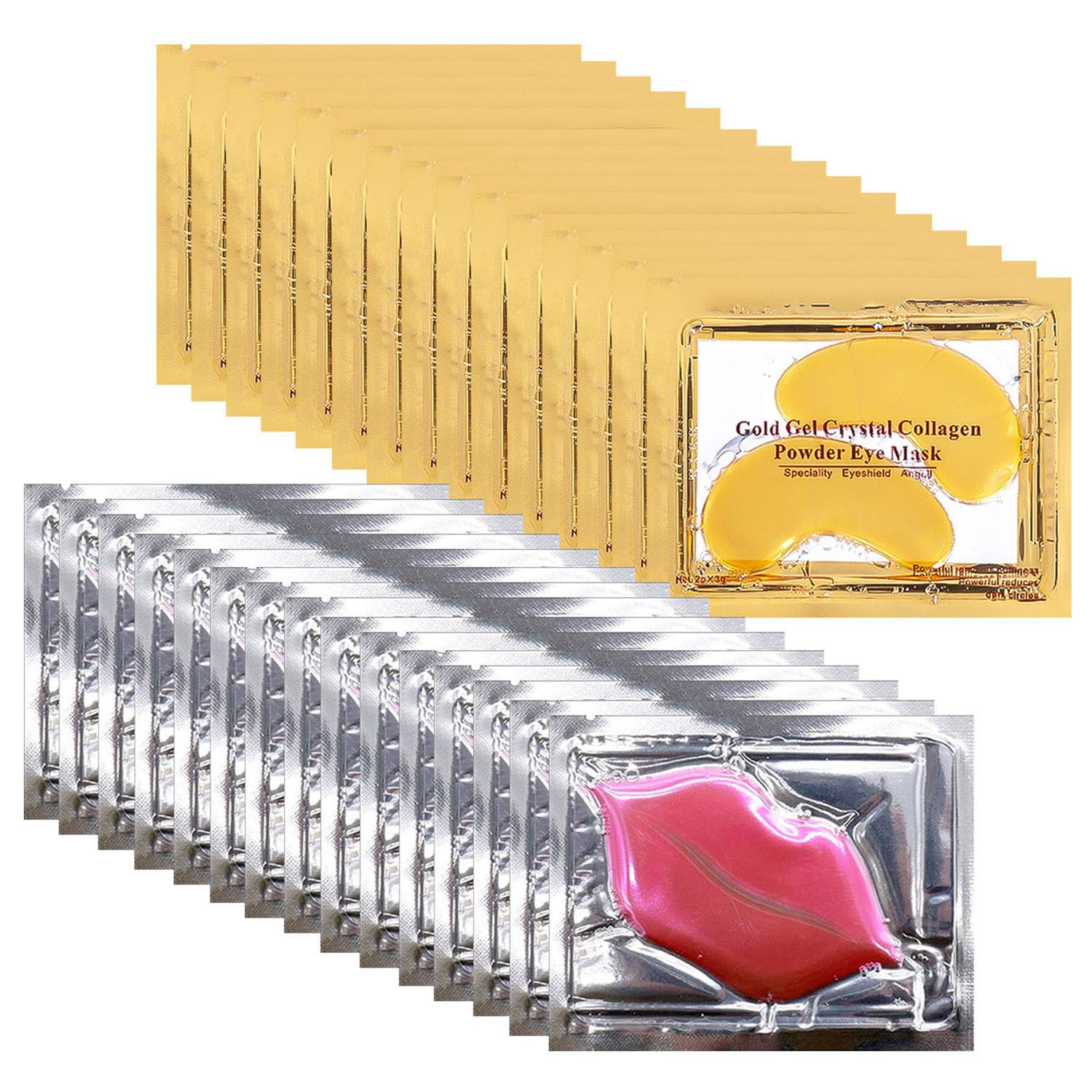 30 Pairs Lip Masks & Gold Hydrogel Collagen Eye Masks, Under Eye Patches Gel Pads for Dark Circles and Puffiness, Moisturizing & Anti-Ageing Skincare for All Skin Types 30 Pairs Lip Masks & Gold Hydrogel Collagen Eye Masks, Under Eye Patches Gel Pads for Dark Circles and Puffiness, Moisturizing & Anti-Ageing Skincare for All Skin Types