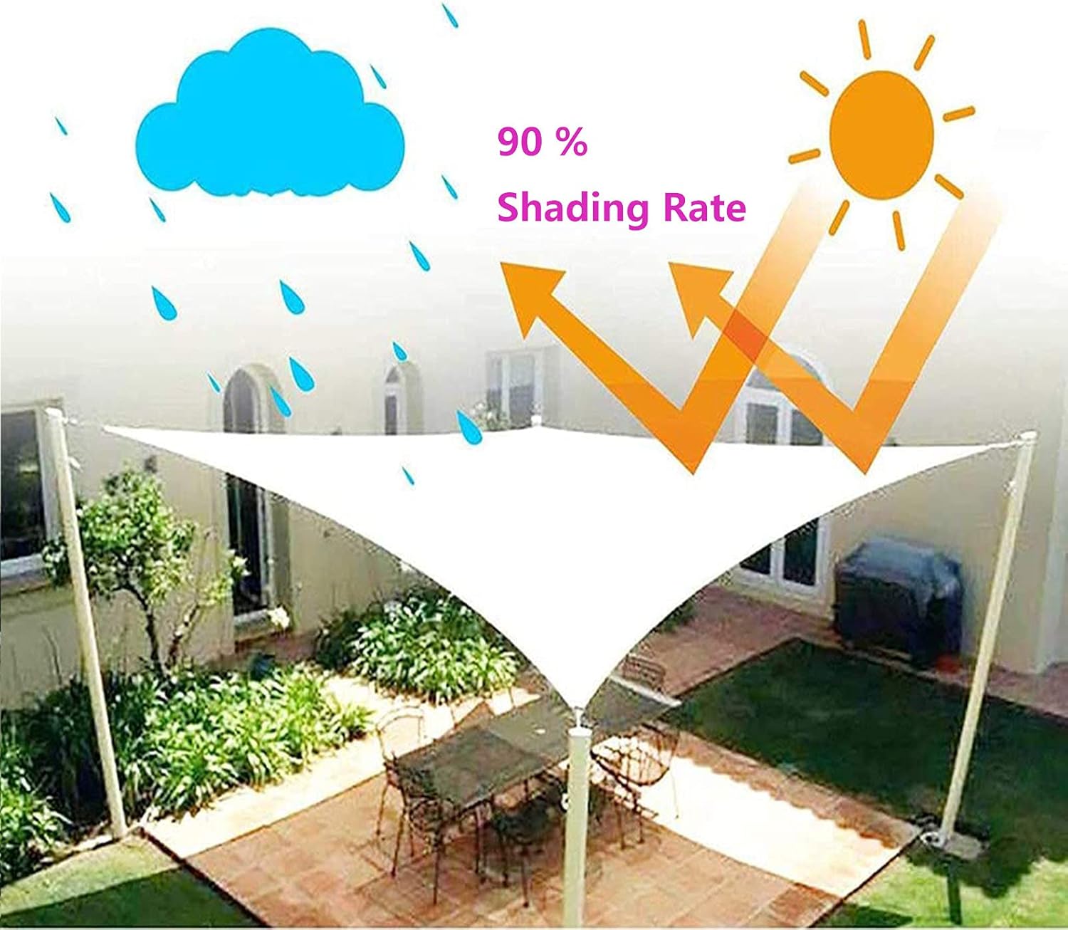 Sun Shade Sail Outdoor Right Triangle 6'x6'x6', Patio Shade Sail Heavy Duty, Cloth Screen Awning Waterproof, for Patio Garden, Outdoor, Restaurant, Backyard