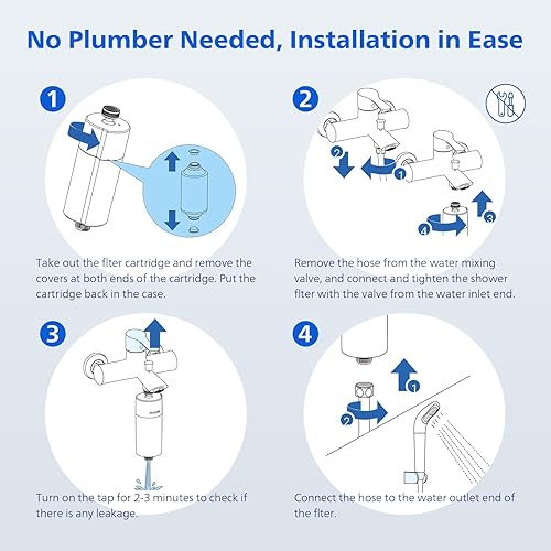 Miniatura 5 de PHILIPS Filtro de ducha AWP1775BK37, suavizador de agua para agua dura, filtración de ducha con doble malla, reduce cloroimpurezassedimentos de