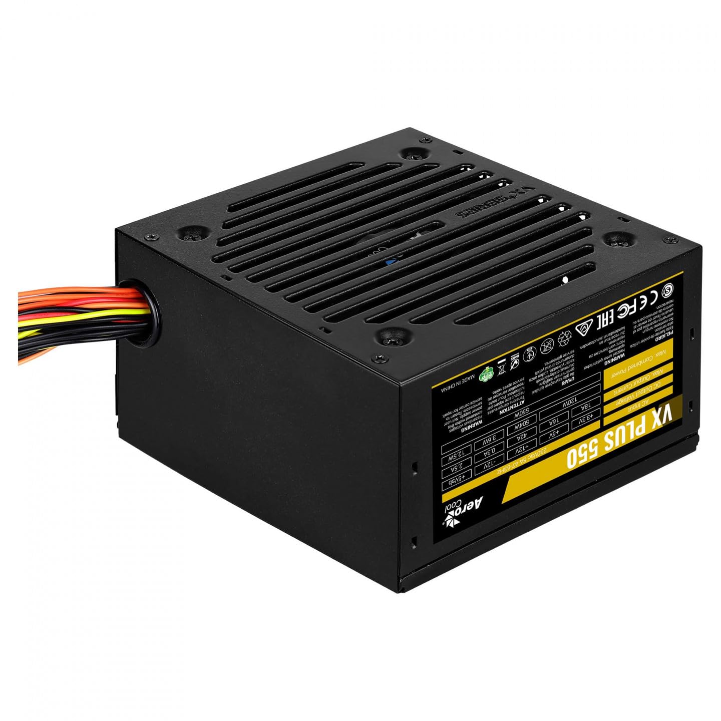 AEROCOOL FUENTE DE ALIMENTACION AEROVX-550PLUS VX-550, PLUS ATX 550W fuente de alimentación, ventilador de 12 cm, PFC activo