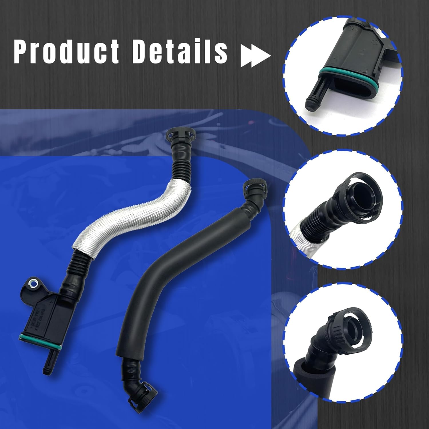06H103495AB PCV Valve Engine Crankcase Vent Oil Separator Breather Hose 3-Piece Compatible for Audi A3 A4 A5 Q5 TT VW Beetle CC Jetta Passat 1.8 2.0TSI 06H103495A 06H103495AH 06H103495AC