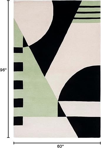 Miniatura 3 de SAFAVIEH - Colección Rodeo Drive - Alfombra de 5' x 8', negro y verde, hecha a mano, moderna, abstracta de lana de mediados del siglo, ideal para