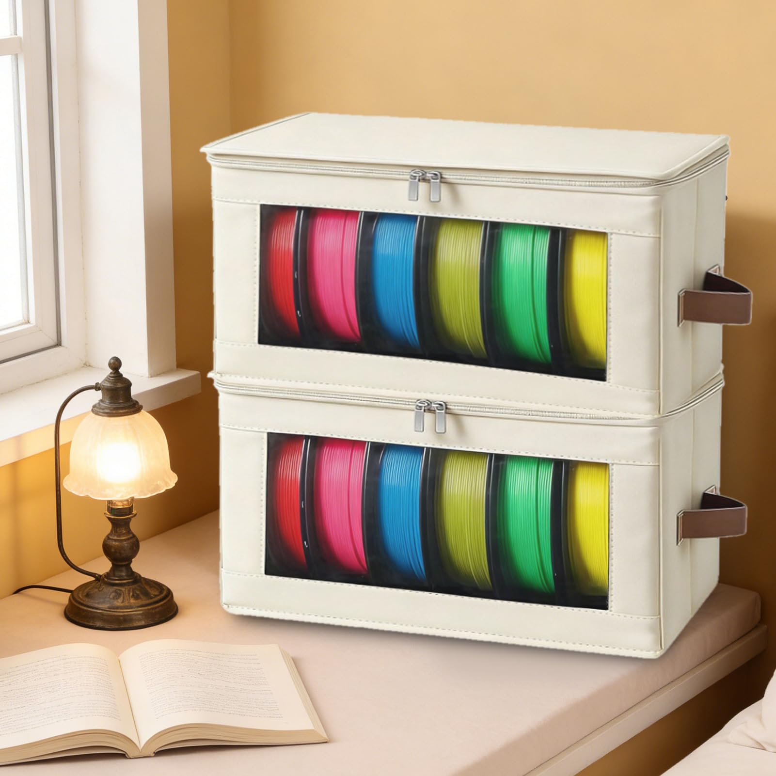 Contenedor de Filamentos de Impresión 3D, Caja de Almacenamiento de Filamentos Plegable con Cubierta Superior con Cremallera, Configuración Rápida, Caja de Almacenamiento de Versátil que