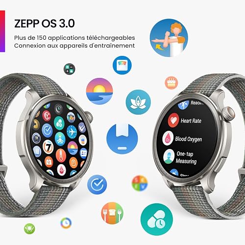 Amazfit Balance 46mm Montre Intelligente, Paiement sans Contact NFC, Fitness AI, Autonomie de 14 Jours, Surveillance du Sommeil et de la Santé, GPS, 150 Modes Sportifs, pour Android et iPhone - 6