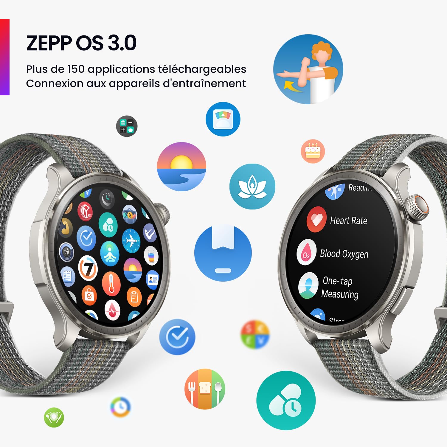 Amazfit Balance 46mm Montre Intelligente, Paiement sans Contact NFC, Fitness AI, Autonomie de 14 Jours, Surveillance du Sommeil et de la Santé, GPS, 150 Modes Sportifs, pour Android et iPhone