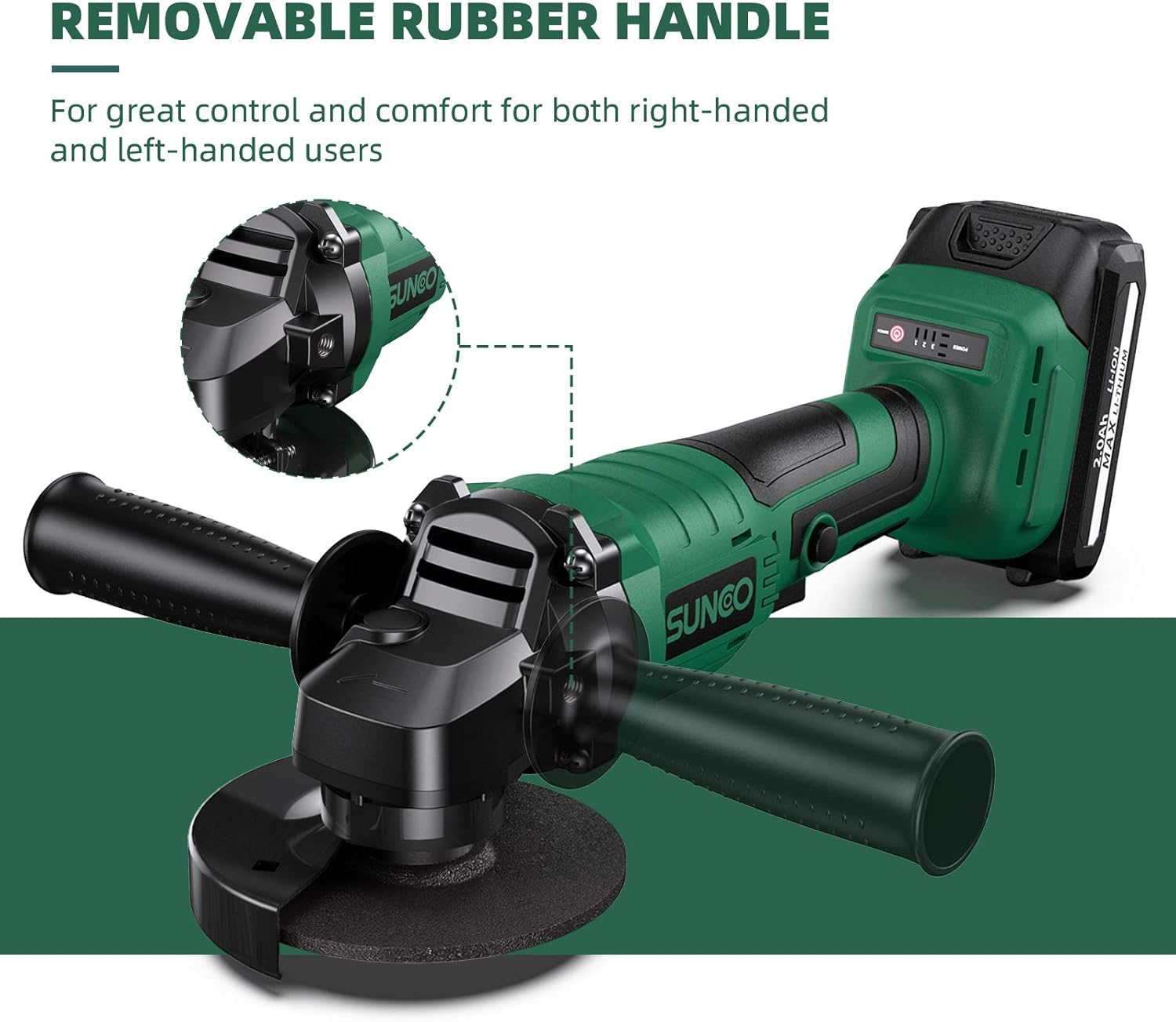 Prоmо 40% оƒƒ Angle Grinder Tool, SUNCOO 21V 4-1/2-Inch Grinders Cordless Die Grinder with 1 Grinding Wheels, 2 Cutting Wheels, and Auxiliary Side Handle,2 pc 2.0Ah Lithium-Ion Battery & Charger