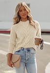 ANCAPELION Women's Long Sleeve Sweater Casual Solid Color Pullover Sweatshirt Ribbed Knit Crew Neck Sweater Shirt for Women