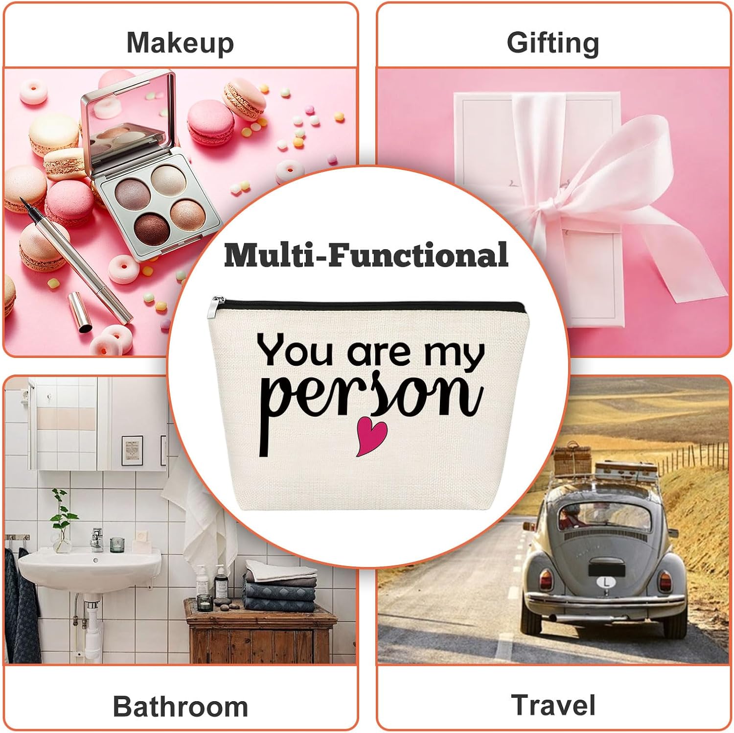 Bestie Gifts for Women Unique Makeup Bag Thank You Gift for Bestie Soul Sister BFF Friendship Presents for Girls Cosmetic Bag Long Distance Present Graduation Christmas Birthday Travel Pouch - Image 7