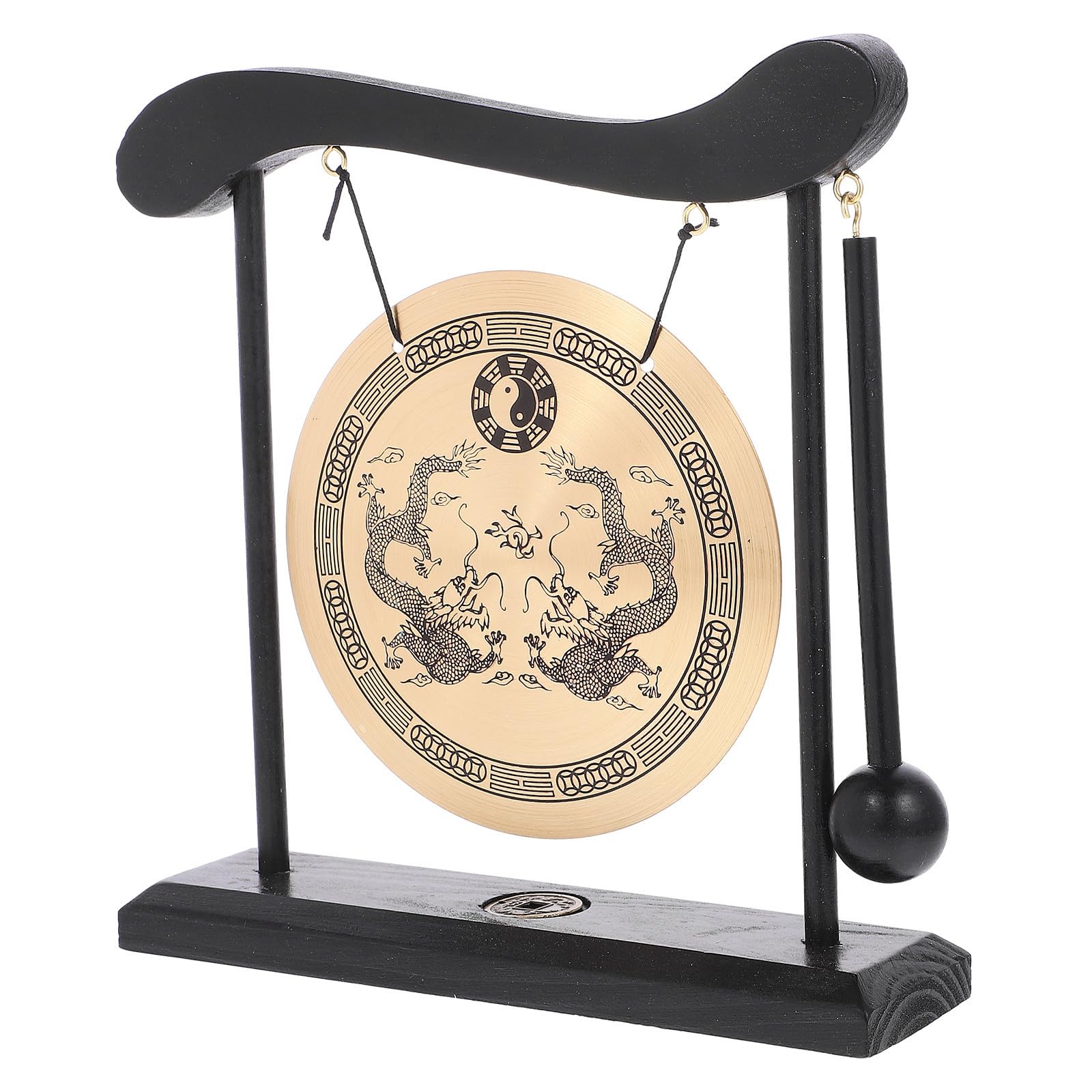 Gong en cuivre décoratif motif deux dragons, idée cadeau idéale pour maison et bureau zen