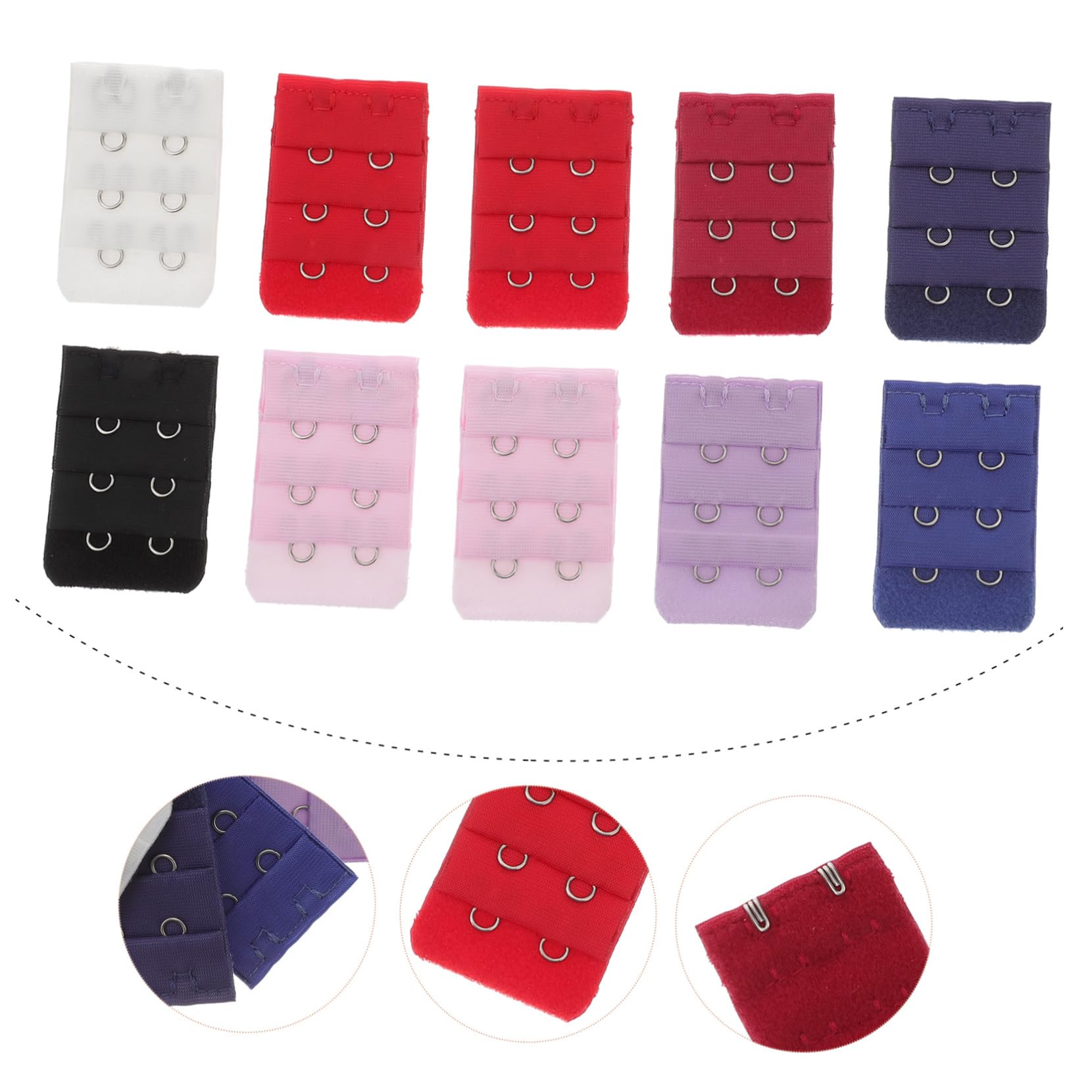 BESTYASH Zestaw Biustonoszy Essential Bra Kit 10 Szt Przedłużki Damskie Wąskie 3 Rzędy 2 Guziki Ułatwiające Dopasowanie Biustonosza