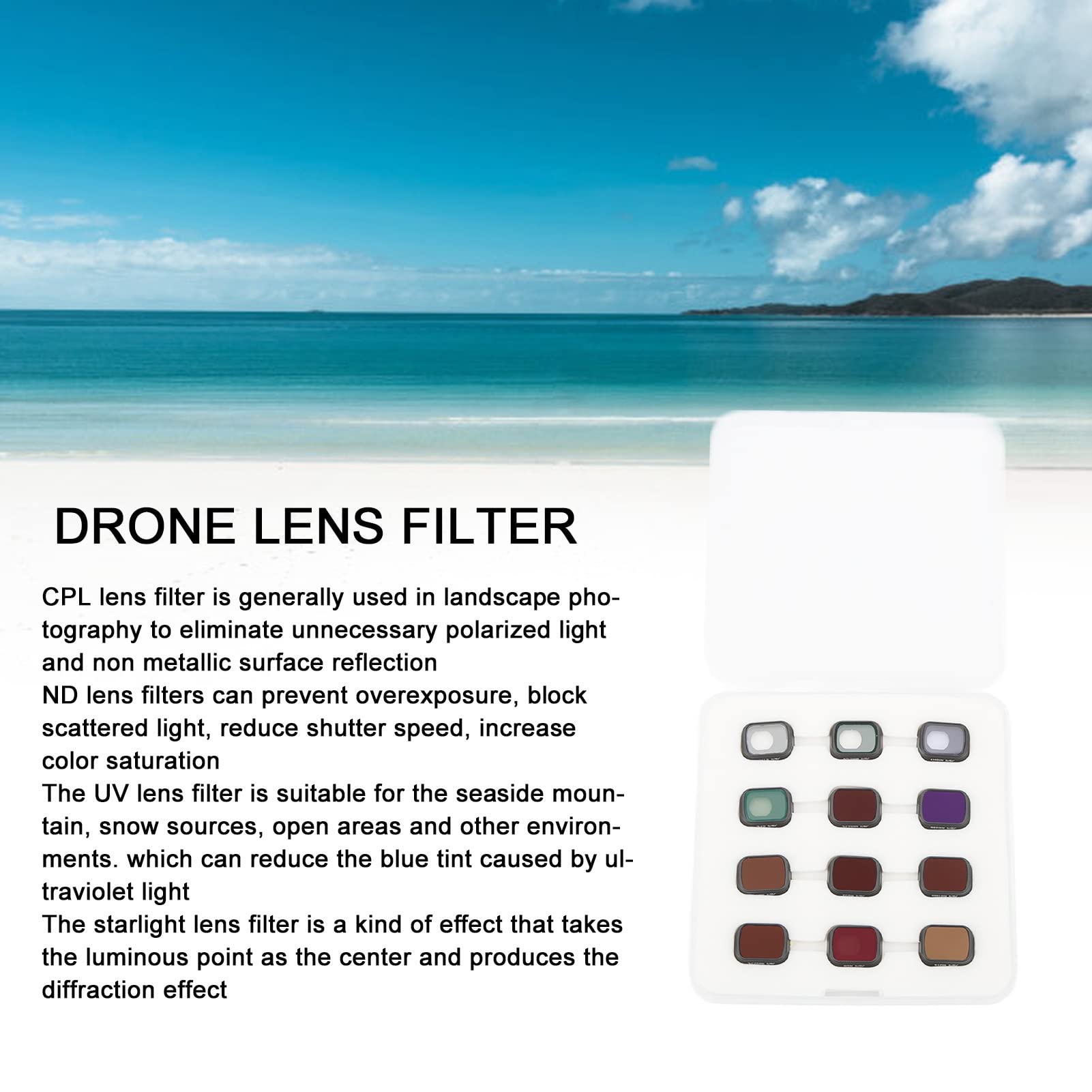 per Mini 3 Pro Filter Set, 12pcs CPL ND UV Night STAR Drone Filtro obiettivo fotocamera per Drone