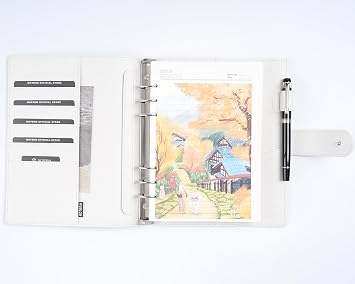 Moterm A5 Elite Rings Planner - Genuine Leather Binder Organizer without Big Back Pocket (Pebbled-Cream, 25mm Ring)