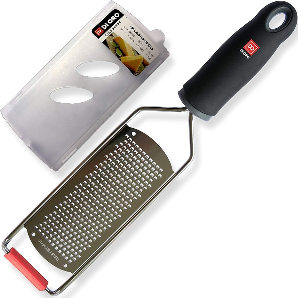 Rallador Zester DI ORO – Rallador de limón de acero inoxidable con mango – Rallador de queso parmesano afilado – Herramienta de cocina para rallar y triturar ajo, jengibre y limones – Apto para lavavajillas