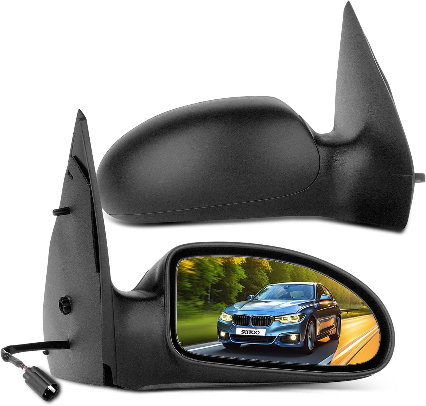 SCITOO Door Mirrors, fit for Ford Exterior Accessories Mirrors fit 2000-2007 for Ford Focus with Power Controlling Non-telesccoping Non-Folding Features (Pair)