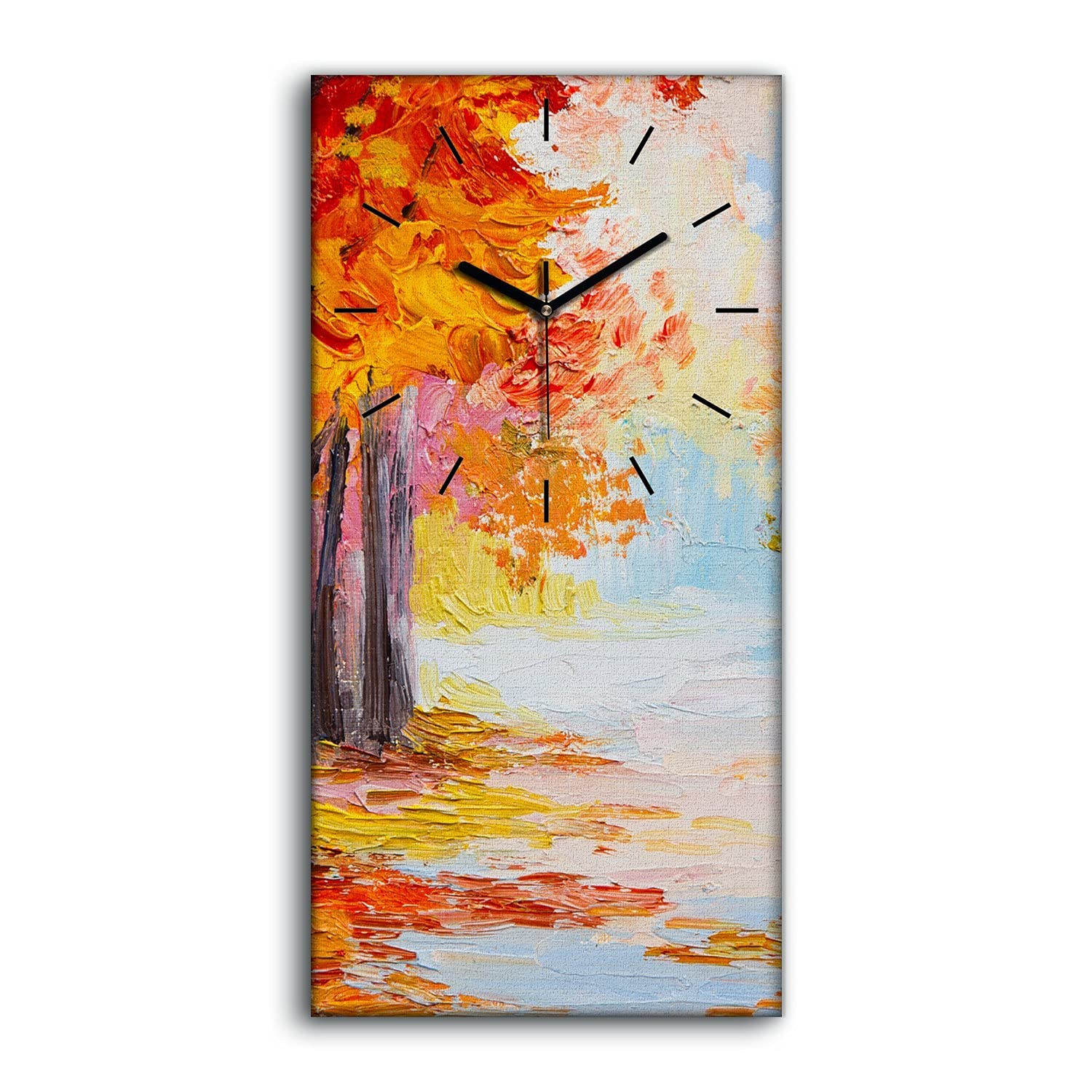 Horloge sur Toile Salon Art Moderne Paysage Automne Grand Tableau 30x60