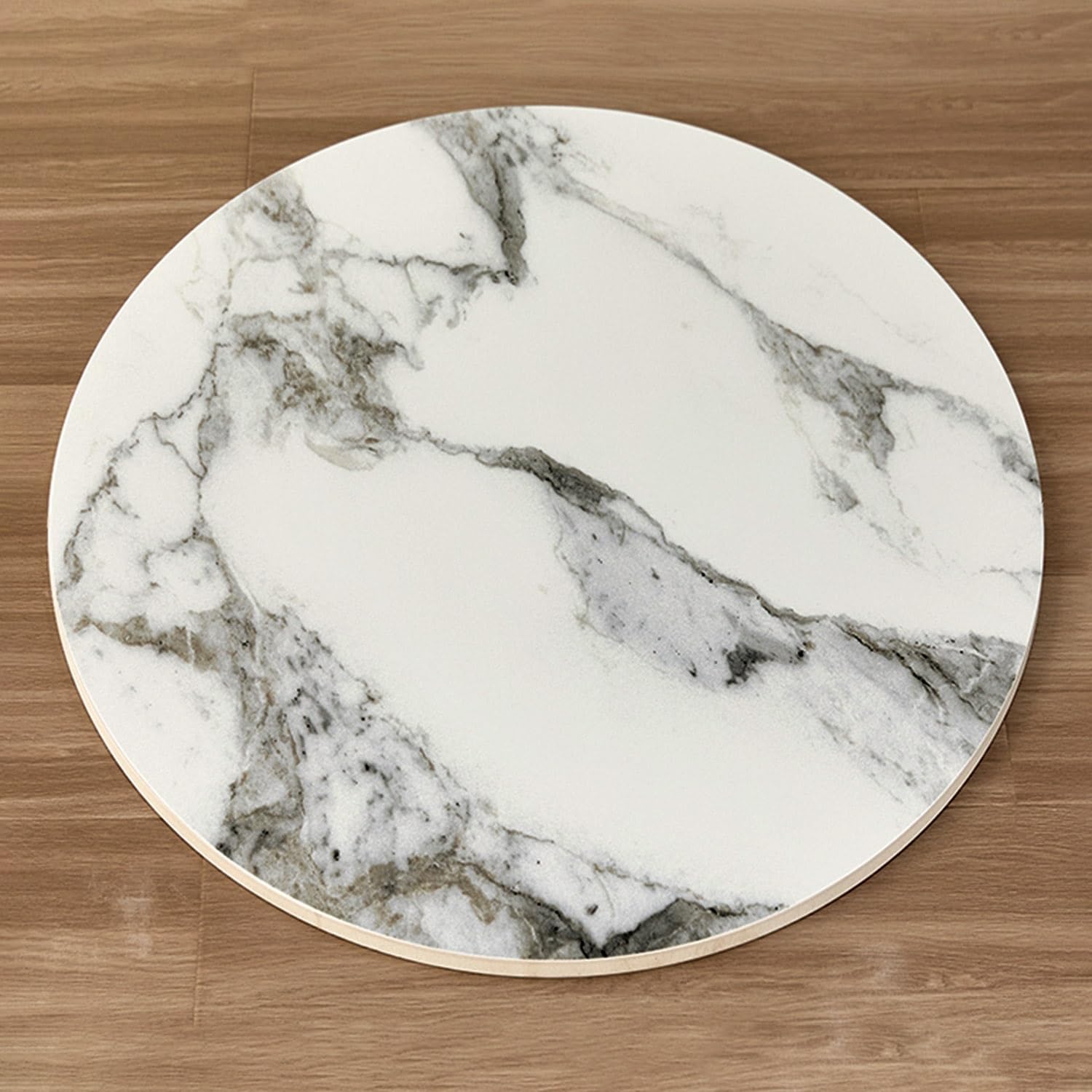 Grand Plateau Tournant Rond pour Table à Manger, Plateau Rotatif en Ardoise, Texture Marbre, Rotation Silencieuse à 360°, Pièce Maîtresse de Table à Manger(Bluish-White,60cm/24)