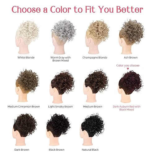 Miniatura 7 de HOOJIH Moño de pelo rizado, moño desordenado, pieza de cabello elástico con cordón elástico, moño desordenado, extensión de moño grande, extensión