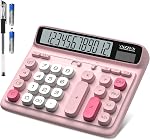 Desktop Calculator with Extra Large 5-Inch LCD Display, 12-Digit Two Way Power Solar & Battery Office Calculator with Big Buttons for Business, Accounting & Home Use(Black)