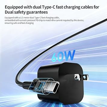 60W Switch 2 AC Adapter for Nintendo Switch/OLED/Lite/Console/HDMI/Steam Deck 2/4K TV Mode HAC-002 for ASUS ROG Ally for iPhone 17 pm Games & Accessories PD Fast Charger with 6.6FT(2M) Cable