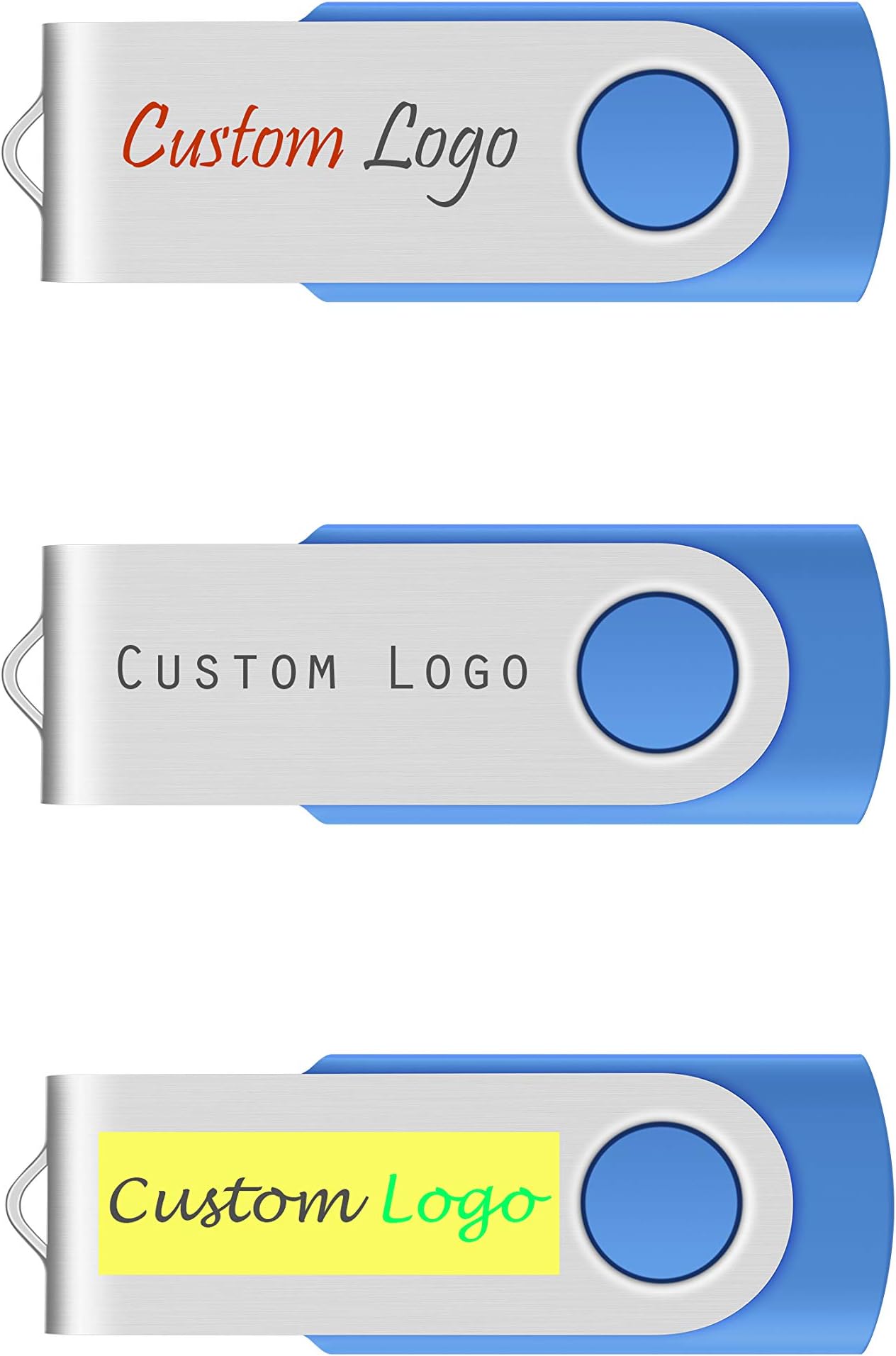 Custom Private Logo USB Flash Drives 1GB 100 Pack Blue Enfain Personalized Engraved Thumb Drive Bulk Imprint Memory Sticks
