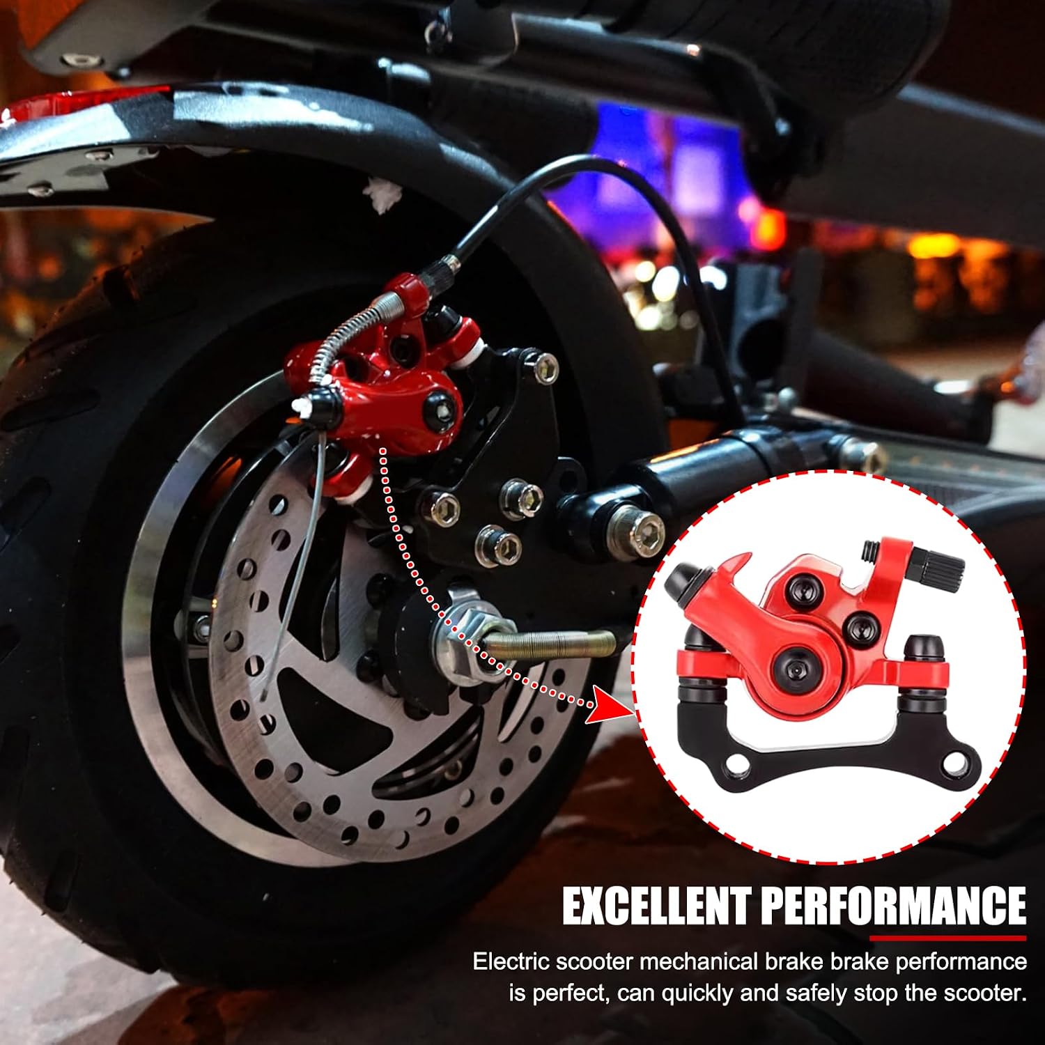 Electric Scooter Disc Brake Right Side - Aluminum Alloy Electric Scooter Mechanical Brake Caliper Replacement Parts 10inch