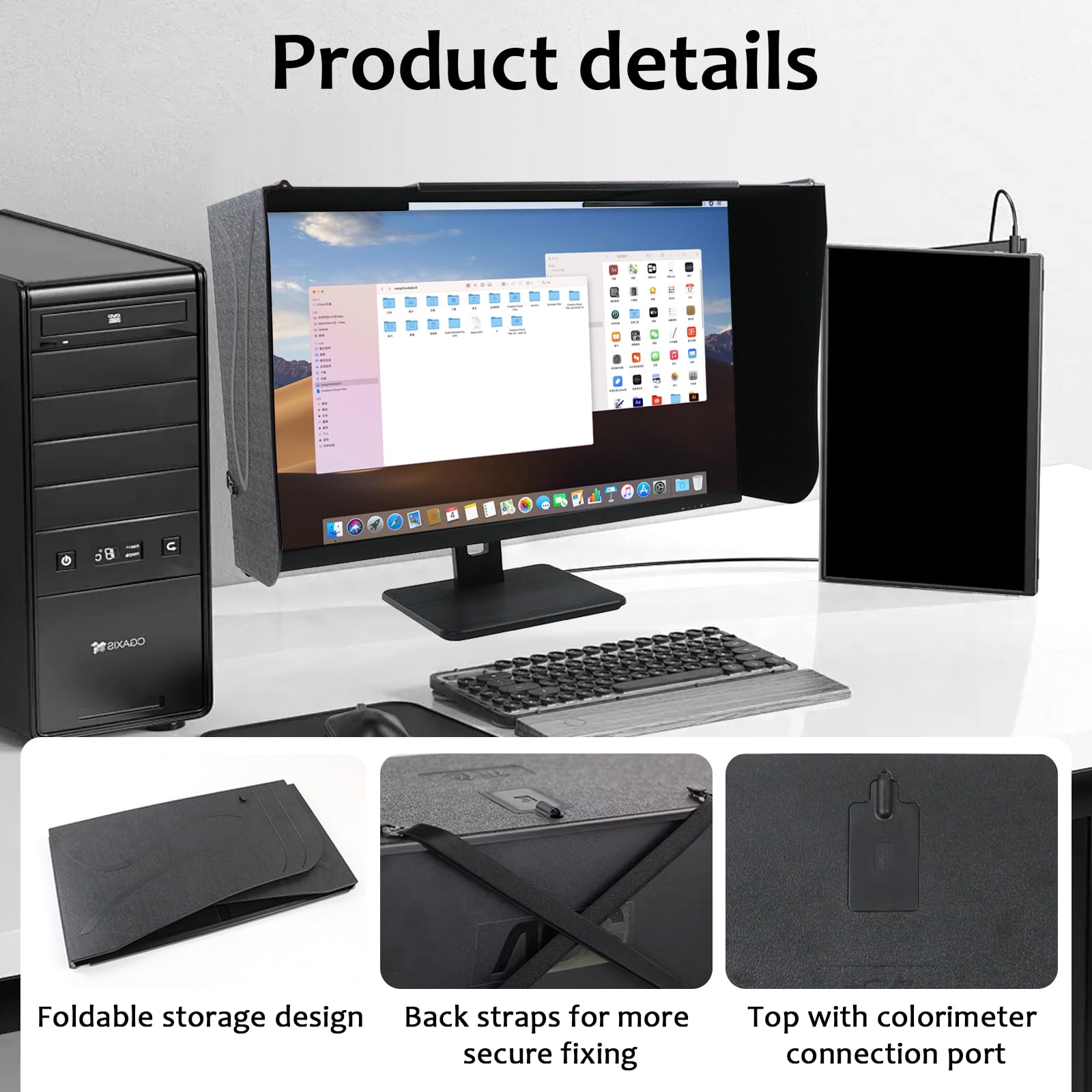 Parasole Per Monitor Per Computer, Schermo Da 17-27 Pollici (Regolabile Da 41 A 71 Cm), Parasole Per Computer Per Telaio Esterno Del Monitor, Antiriflesso E Anti-Peep